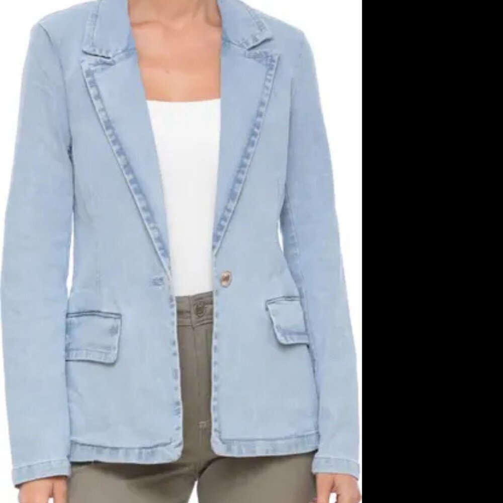 Bagatelle Collection NY Women's Denim Jean Blazer Jacket Small One Button
